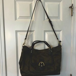 Coach handbag, olive green. Size 16” wide, 10” long, 4” deep